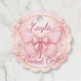 Etiquetas Para Lembrancinhas Sweet One Pink Butterfly 1st Birthday Scalloped