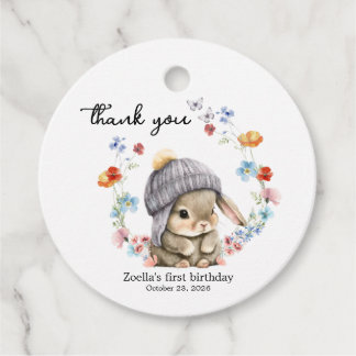 Etiquetas Para Lembrancinhas Sweet Watercolor Bunny Floral First Birthday 