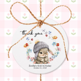 Etiquetas Para Lembrancinhas Sweet Watercolor Bunny Floral First Birthday 