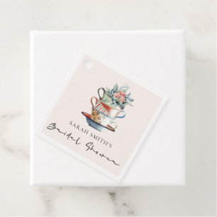 Etiquetas Para Lembrancinhas Taças Empilhadas Blush Floral Chá de Noiva Festa d