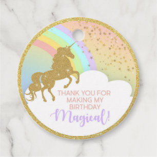 Etiquetas Para Lembrancinhas Tag Dourado do favor do aniversário do unicórnio