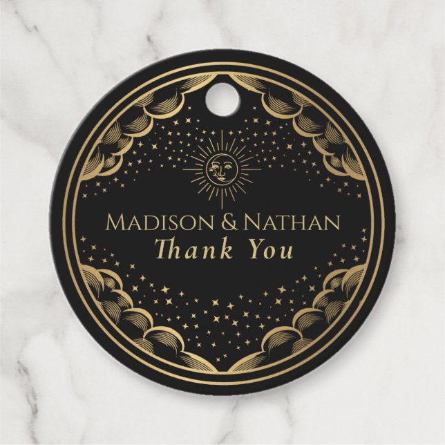 Etiquetas Para Lembrancinhas Tarot Sun e Moon Wedding (Frente)