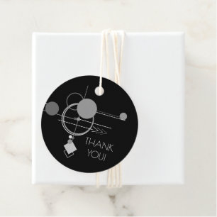 Etiquetas Para Lembrancinhas Tattoos Modern Art Deco Preto e Cinza Obrigado