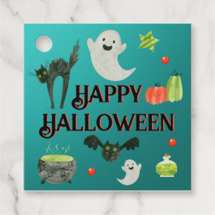 Etiquetas Para Lembrancinhas Teal do Partido das Halloween e Verde