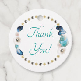 Etiquetas Para Lembrancinhas Teal Seashells and Pearls Quinceanera Party Favor 