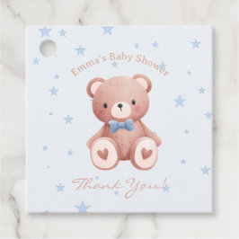 Etiquetas Para Lembrancinhas Teddy Bear Baby Boy Shower - Soft Blue Stars