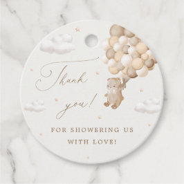 Etiquetas Para Lembrancinhas Teddy Bear com Balões Marrons Obrigado