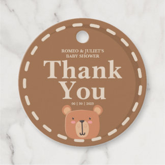 Etiquetas Para Lembrancinhas Teddy Bear Neutral Colors Obrigado Tag