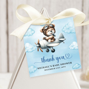 Etiquetas Para Lembrancinhas Teddy Bear Piloto Avião Azul Marrom Bebê Alegre