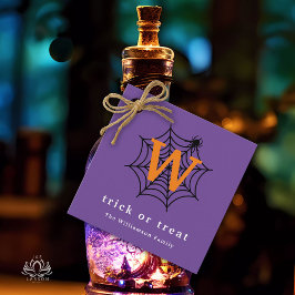 Etiquetas Para Lembrancinhas Teia de Aranha de Halloween Monograma de Doce ou T