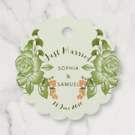 Etiquetas Para Lembrancinhas Tema de Casamento Floral Rosa Verde