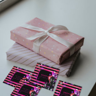 Etiquetas Para Lembrancinhas Tendência Na moda Chic Rosa E Negro Feliz Anivers