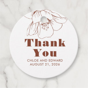 Etiquetas Para Lembrancinhas Terracotta Floral Minimalista Moderno Obrigado