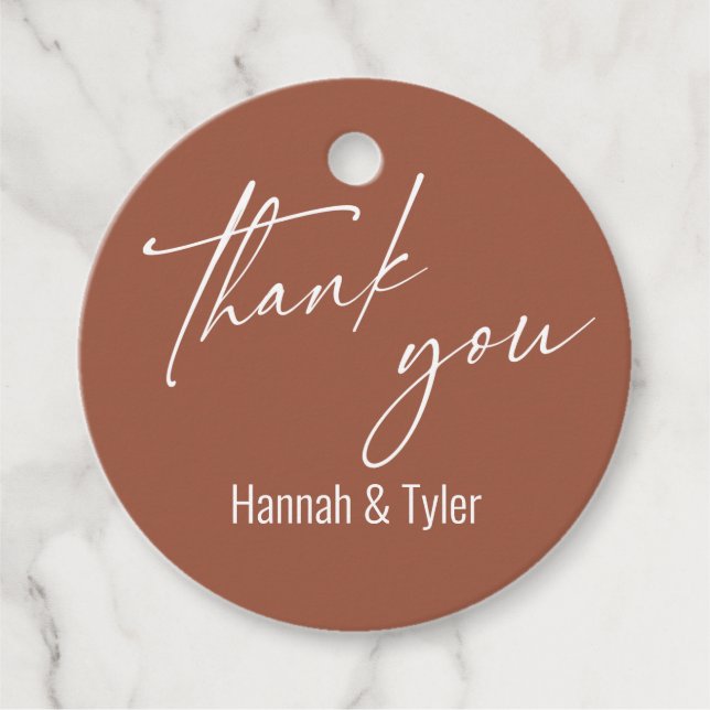 Etiquetas Para Lembrancinhas Terracotta, Obrigado (Frente)