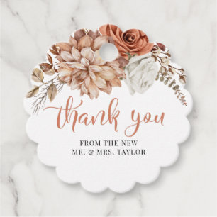 Etiquetas Para Lembrancinhas Terracottal outono Floral Obrigado Tag Favorável