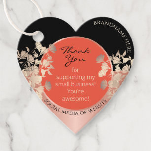 Etiquetas Para Lembrancinhas Texto Bonito Floral Laranja Vermelho e Rosa Dourad