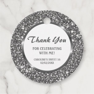 Etiquetas Para Lembrancinhas Texto de Folha Silver Glitter visual e texto perso