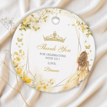Tiara Floral Dourado Amarelo Quinceañera Obrigado