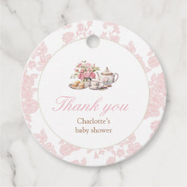 Etiquetas Para Lembrancinhas Time for Tea Round Favor Tag Pink Toile