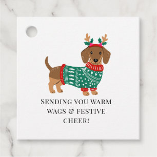 Etiquetas Para Lembrancinhas Título Tags de Presente de Natal de Dachshund Fofo
