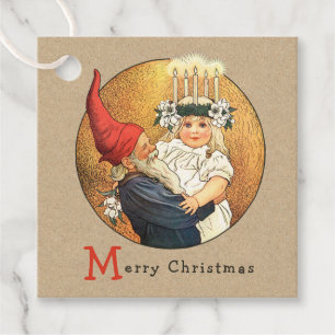 Etiquetas Para Lembrancinhas Tomte de Natal e doce menina Lúcia CC1185