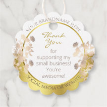 Trendy Floral White e Dourado Colorido Obrigado