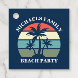 Etiquetas Para Lembrancinhas Tropical Palm Tree Sunset Custom Blue Beach Party
