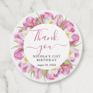 Etiquetas Para Lembrancinhas Tulipas e Narcisos em Aquarela de Aniversário