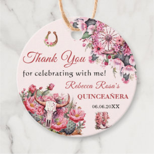 Etiquetas Para Lembrancinhas Turco Rosa Boho Ocidental Charra Tema Quinceanera