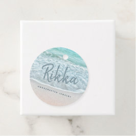 Etiquetas Para Lembrancinhas Turquoise Ocean Sandy Beach, Joia artesanal