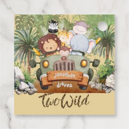 Etiquetas Para Lembrancinhas Two Wild Safari Animals Driving Car 2nd Birthday 