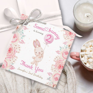 Etiquetas Para Lembrancinhas Um coelhinho é dois! Segundo aniversário Rosa Meni