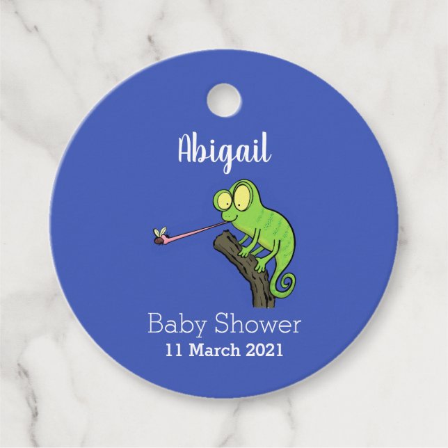 Etiquetas Para Lembrancinhas Um desenho animado verde-feliz chameleon lagarto (Frente)