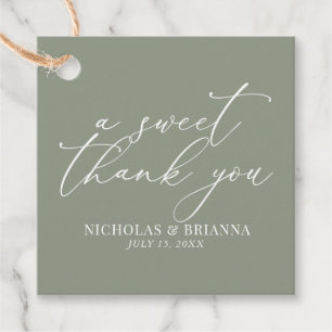 Etiquetas Para Lembrancinhas Um doce obrigado Sábio Casamento Elegante Verde
