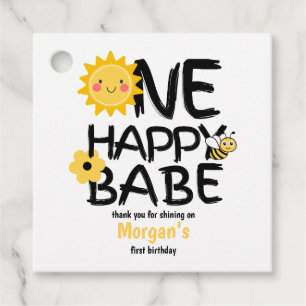 Etiquetas Para Lembrancinhas Um primeiro aniversario Feliz, Bebê Amarelo Solare