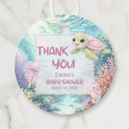 Etiquetas Para Lembrancinhas Under the Sea Turtle Girl Baby Shower Thank You