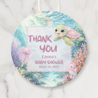 Etiquetas Para Lembrancinhas Under the Sea Turtle Girl Baby Shower Thank You