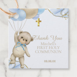 Etiquetas Para Lembrancinhas Ursinho Branco Blue Balão Garoto Primeira Comunhão