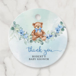 Etiquetas Para Lembrancinhas Urso branco de pelúcia azul-poeirento eucalipto fl