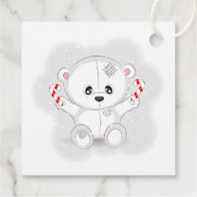 Urso Branco Fofo com Bengalas de Açúcar