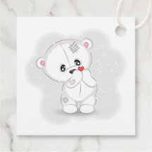 Urso Branco Fofo Segurando Coração