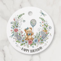 urso de aniversário floral boho