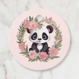 Etiquetas Para Lembrancinhas Urso de Panda Adorável com Flores