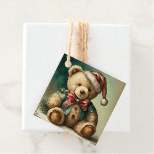 Etiquetas Para Lembrancinhas Urso de pelúcia de Natal vintage