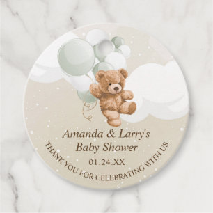 Etiquetas Para Lembrancinhas Urso de pelúcia Sage com Balões