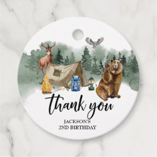 Etiquetas Para Lembrancinhas Urso Feliz Acampamento Obrigado Favor de Aniversár