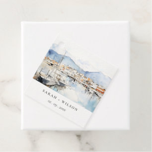 Etiquetas Para Lembrancinhas Ushuaia, Argentina Paisagem Aquarela Casamento