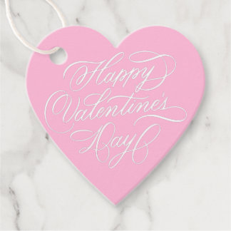Etiquetas Para Lembrancinhas Valentines Day Elegant Calligraphy Deep Pink Heart
