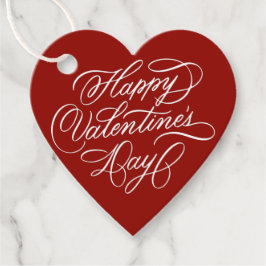 Etiquetas Para Lembrancinhas Valentines Day Elegant Calligraphy Deep Red Heart