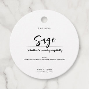 Etiquetas Para Lembrancinhas Vela de Sálvia para Casamento Minimalista Moderno